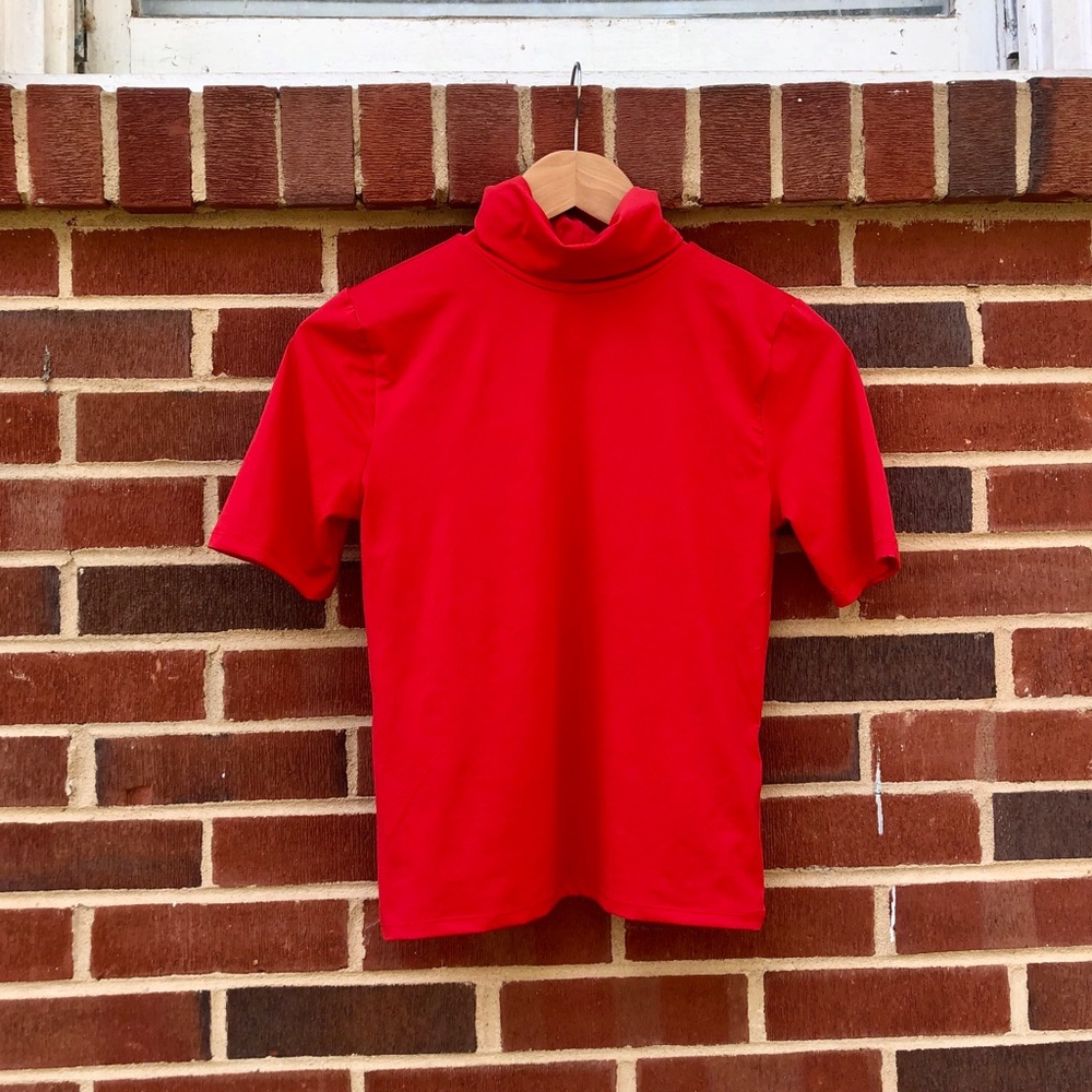 Zara Cherry Red Mock Neck Tee